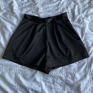 Black satin shorts
